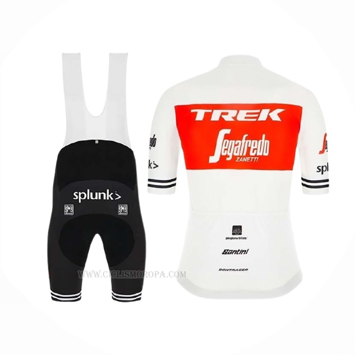 2019 Ropa Ciclismo Trek Segafredo Blanco Rojo Mangas Corta y Culotte Corto